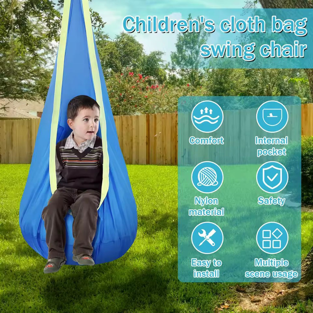 Kids Outdoor Hanging Chair - Kids Pod Swing Seat Nylon Hanging