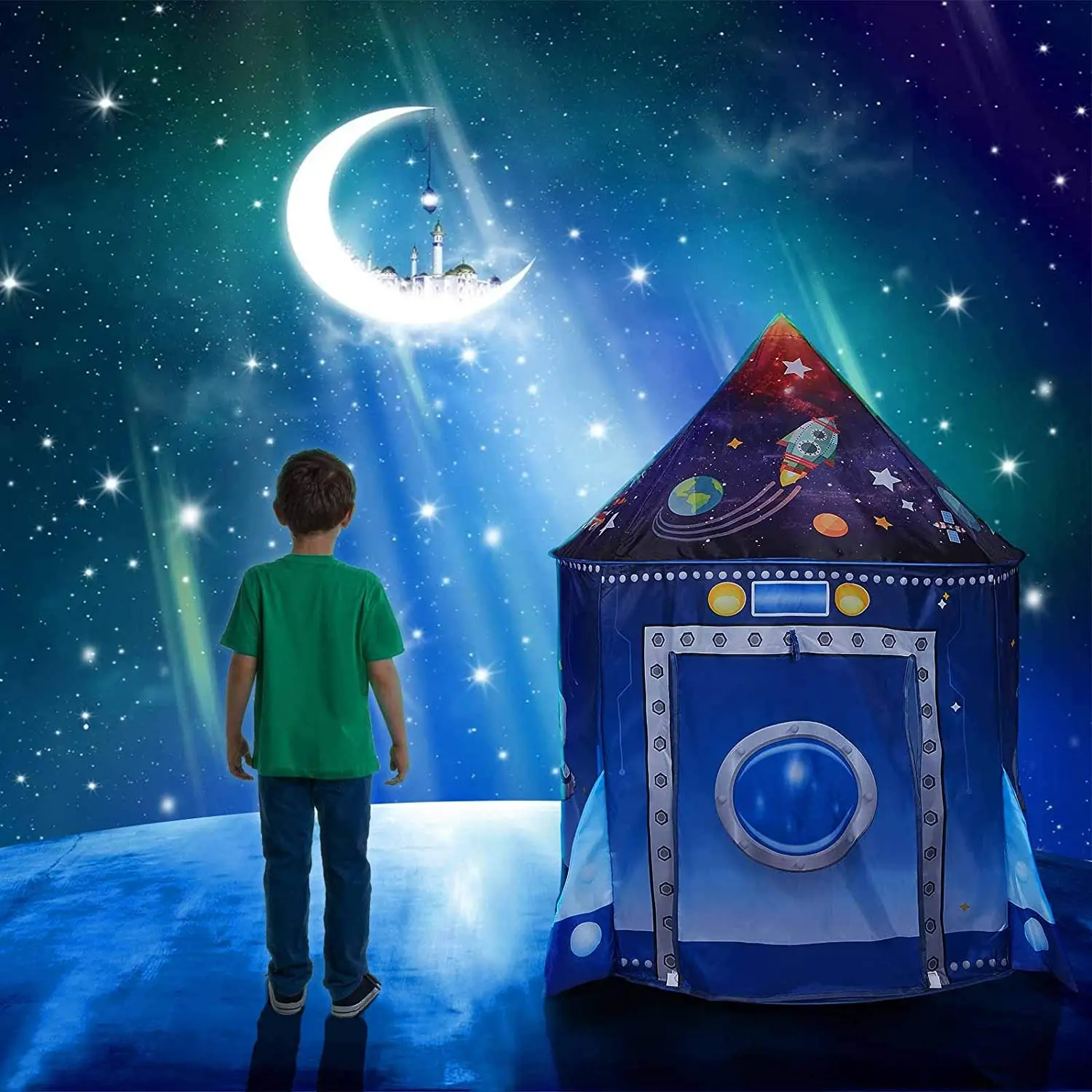 Rocket Ship Kids Tent Pop Up P - огляд і ціна Kids Outdoor Play Tent