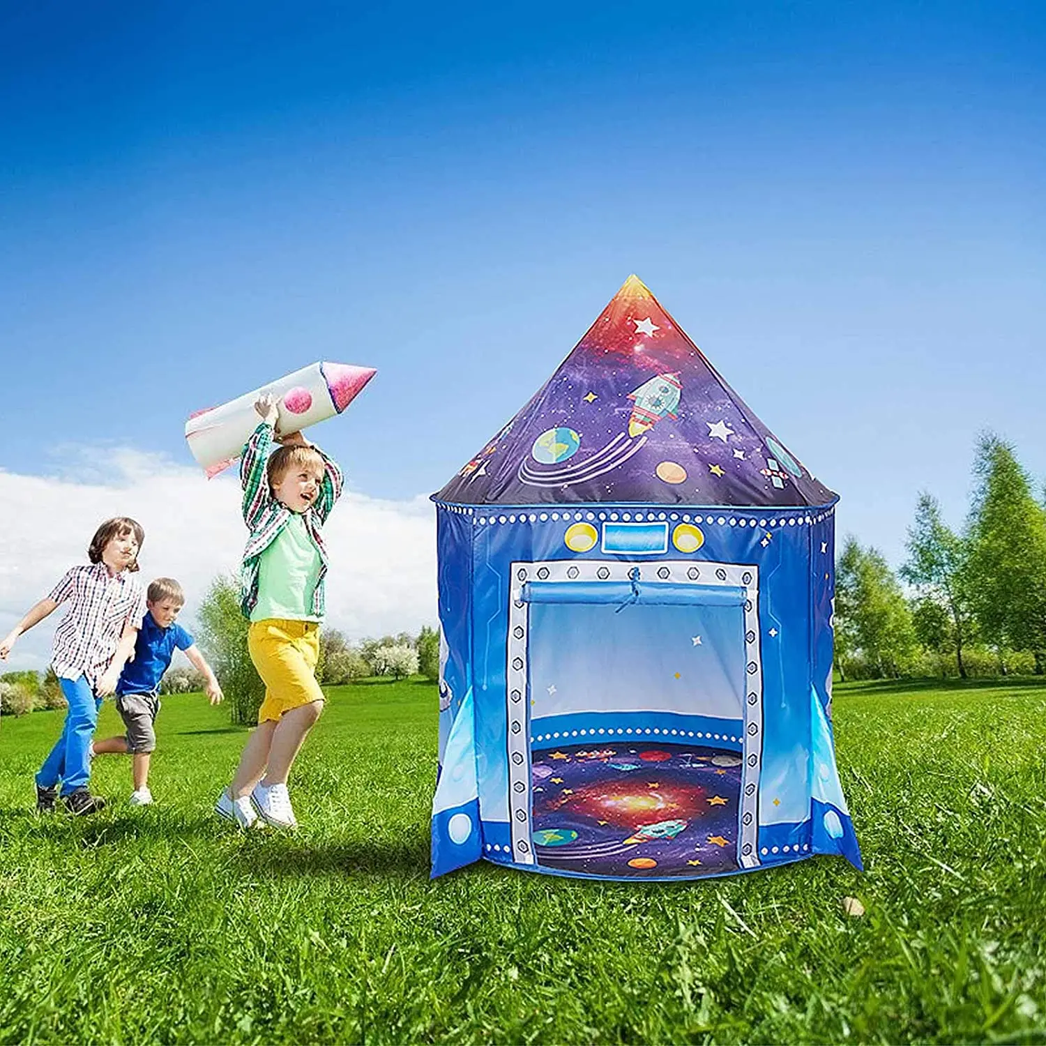 Rocket Ship Kids Tent Pop Up P - огляд і ціна Kids Outdoor Play Tent