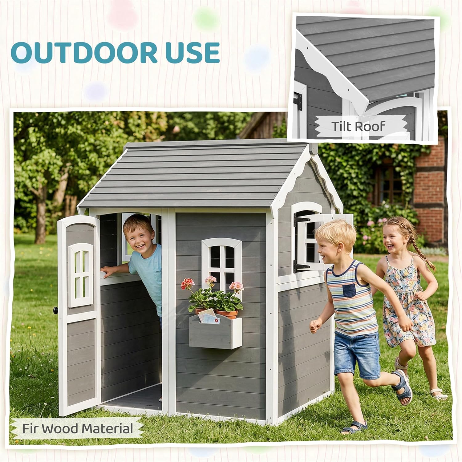 #Wooden Outdoor Playhouse with - огляд і ціна Kids Outdoor Wooden Playhouse