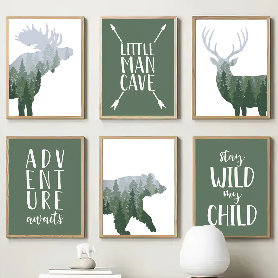 Green Woodland Deer Bear Moose - огляд і ціна Kids Outdoor Quotes